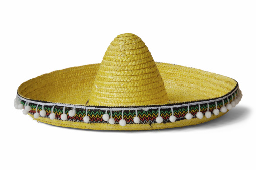 Yellow Sombrero hat on a white background