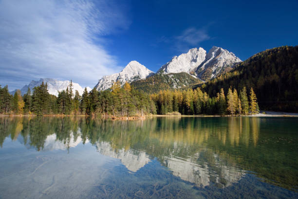 mountain lake in autumn stock photo