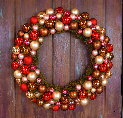 Christmas Wreath with colored balls. (image is a little soft)