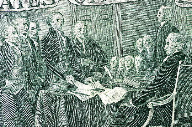Signing Declaration of Independence stock photo