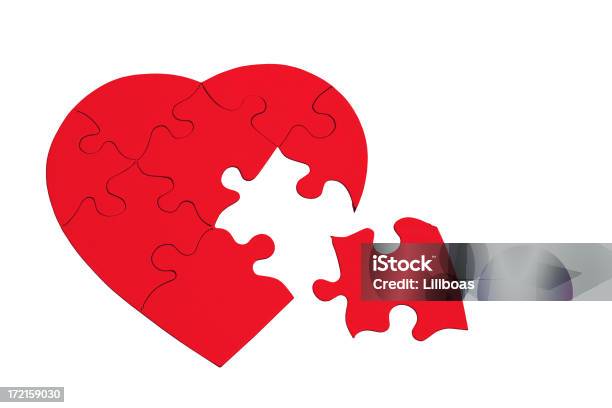 Valentines Day Series On White With Copyspace Stock Photo - Download Image Now - Heart Shape, Puzzle, Incomplete