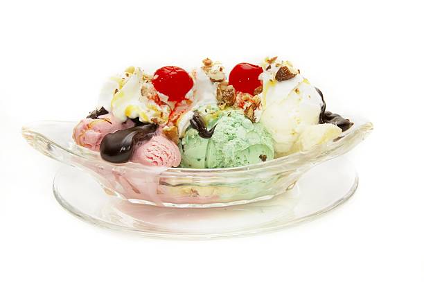 istock Multi flavor ice cream bowl with two red cherries 172160146