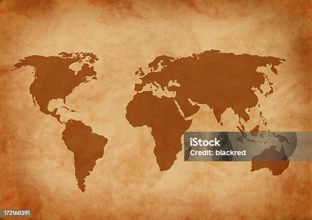 Aged World Map Stock Photo - Download Image Now - World Map, Simplicity, Old-fashioned