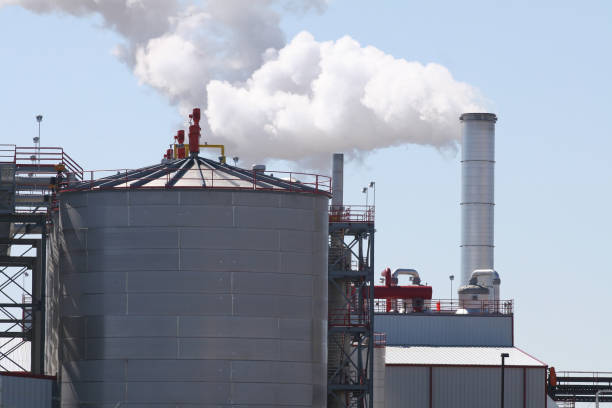 istock Ethanol Plant Smokestack Grain Bins Closeup 172161420