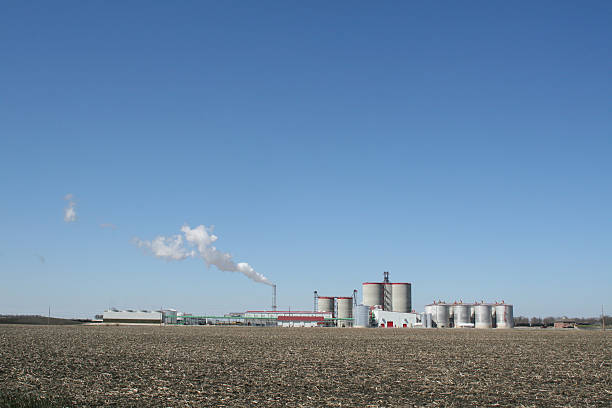 éthanol plant sur l'horizon - gasohol photos et images de collection