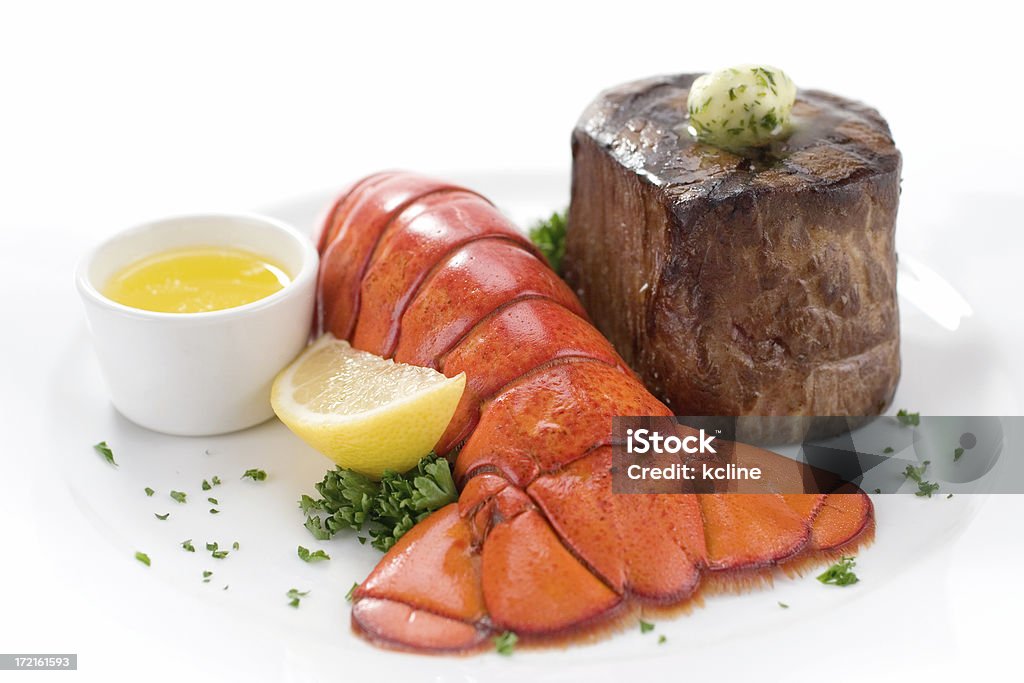 Steak & Hummer - Lizenzfrei Hummer - Meeresfrüchte Stock-Foto