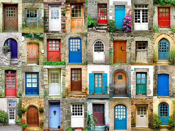 Colorful doors in French region of Brittany Collection of doors of the French region of Brittany.You can find full resolution shots of some of these doors at:Doors Lightbox brittany france photos stock pictures, royalty-free photos & images