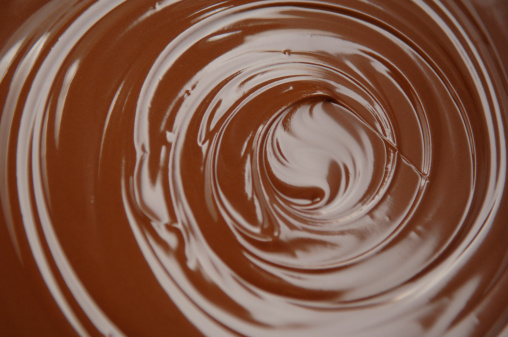 close up of molten chocolate swirl