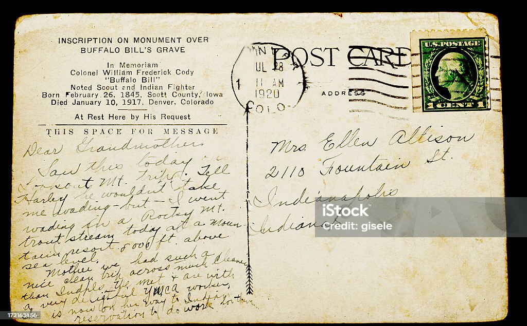 RETRO POSTKARTE DATUM 1920 - Lizenzfrei Alt Stock-Foto