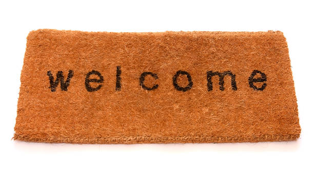 istock Dark mustard hued, fuzzy welcome front mat 172163701