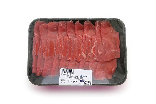 Packaged Meat with Clipping Path High grade raw meat with clipping path. polystyrene box stock pictures, royalty-free photos & images