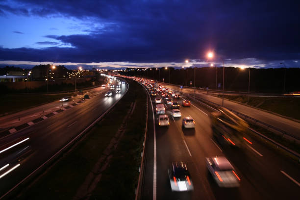 istock Night Highway. Night highway. Madrid M-40 172164416