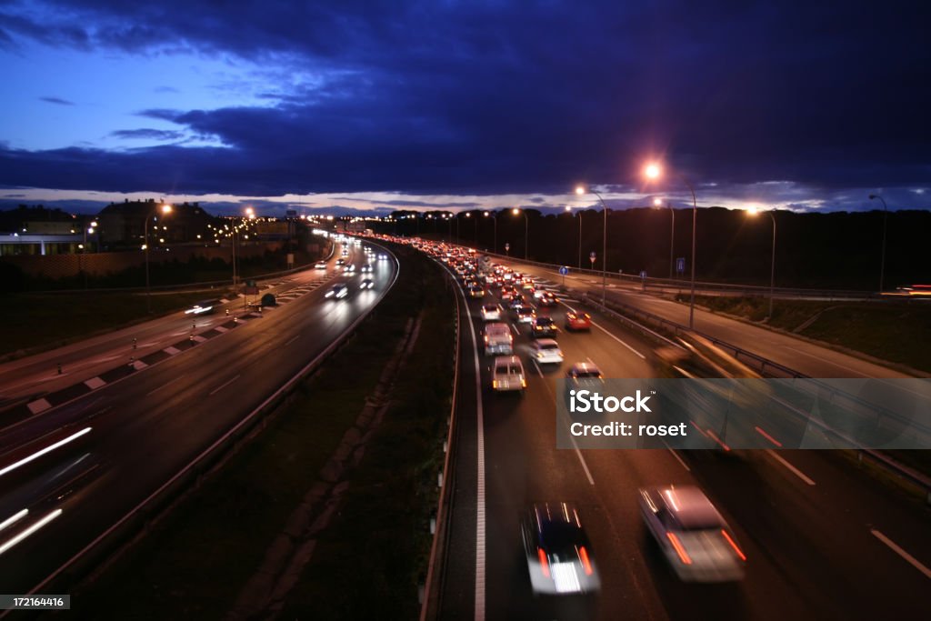 Estrada à noite. Autopista nocturna. Madrid M-40 - Royalty-free Autoestrada Foto de stock