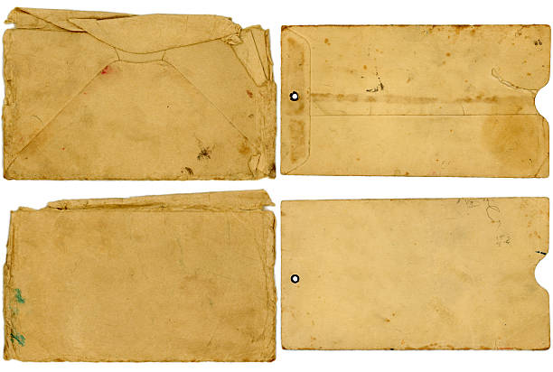 4- набор гранжем, конверты - old envelope стоковые фото и изображения