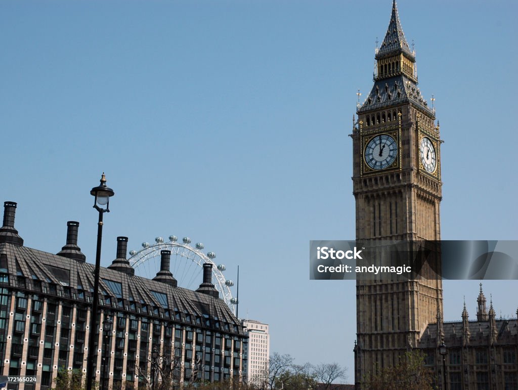 Big Ben und das London Eye - Lizenzfrei Architektur Stock-Foto