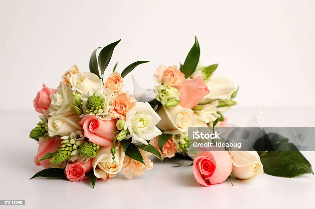 Roses and More Beautiful arrangements of roses and other flowers and foliage. Arrangement Stock Photo