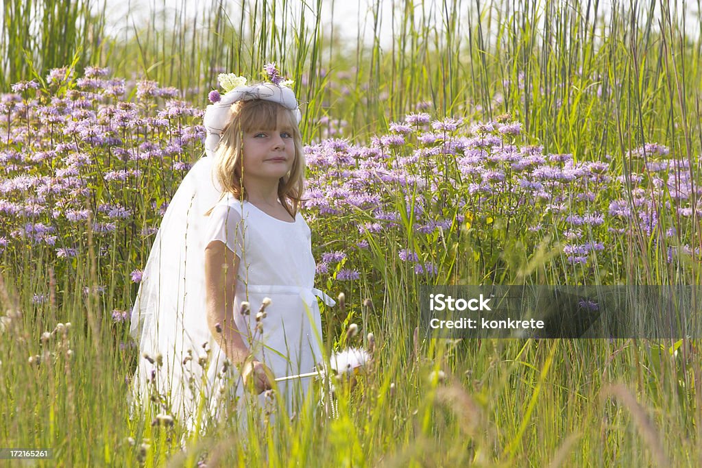Mädchen mit Zauberstab im Feld - Lizenzfrei Blume Stock-Foto