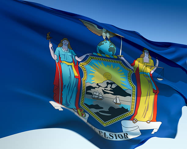 New York flag waving in the wind. Elaborate rendering including motion blur and even a fabric texture (visible at 100%).