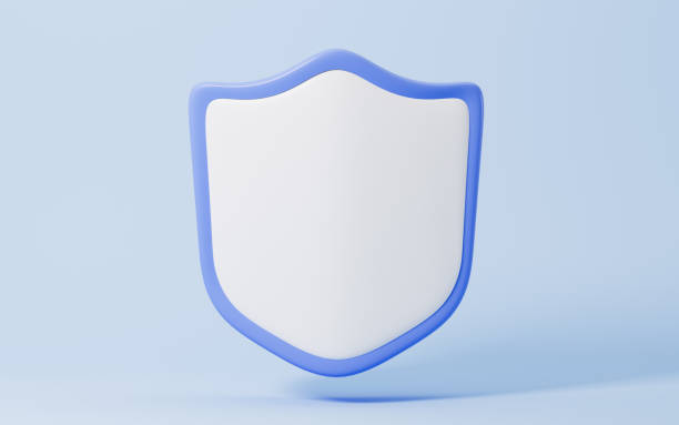 istock Cartoon shield in the blue background, 3d rendering. 1721657961