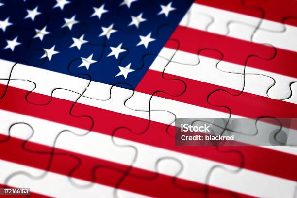 Usa Flag Puzzle Stock Photo - Download Image Now - Agreement, American Flag, Attached