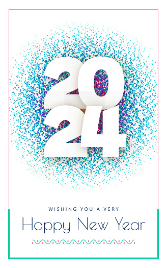 2024 Happy New Year Text Design Vector. 2024 Number Design Template. 2024 Happy New Year Symbol. stock illustration