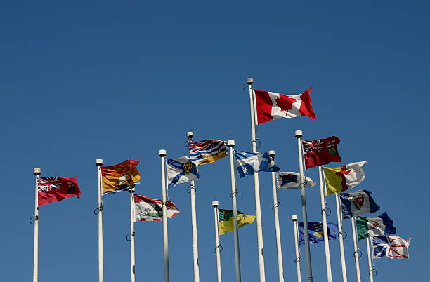 banderas: provincia de canadá - canada provinces flag vancouver fotografías e imágenes de stock