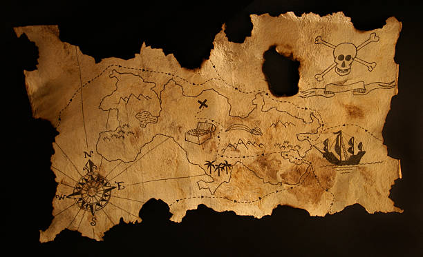 Ancient pirate map stock photo