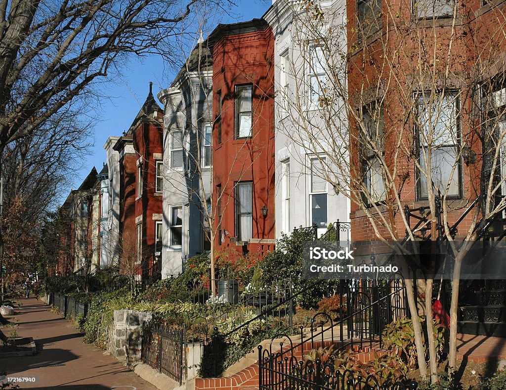 Capitol Hill-Rowhouses/casas com terraço no DC - Foto de stock de Washington DC royalty-free