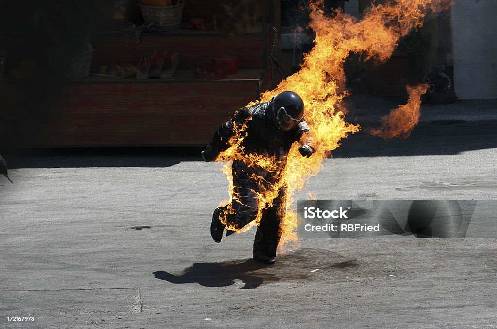 Man on Fire a man on fire Stunt Person Stock Photo