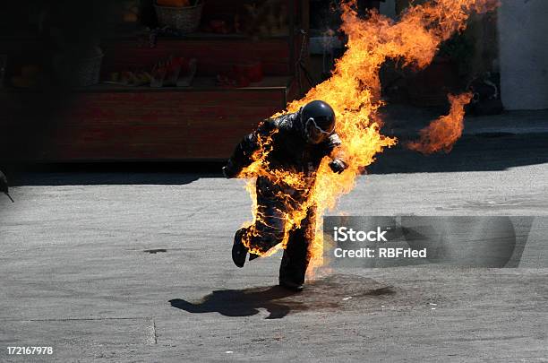 Man On Fire Stock Photo - Download Image Now - Stunt Person, Fire - Natural Phenomenon, Burning