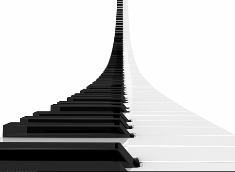 Rising piano keyboard render