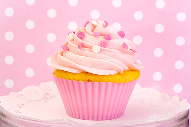 Cupcake! With polka dots. stock photo