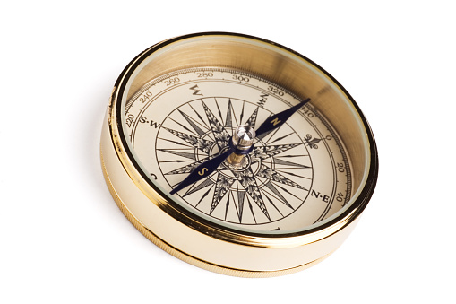 Gold Compass Isolated on White with Clipping Path.