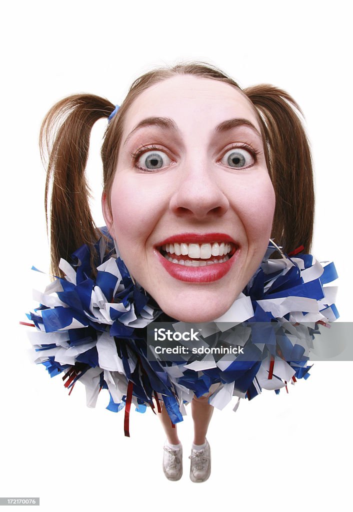 Wacky Cheerleader Fisheye lens used. Cheerleader Stock Photo