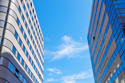 Buildings and blue sky. Tokyo Japan.