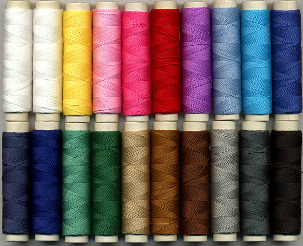 Sewing thread detail, copy space, full frame - Stock photo