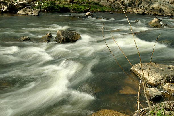 Eno River Long exposure along the Eno River in Durham, North Carolina eno river stock pictures, royalty-free photos & images