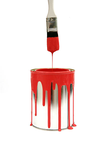 vernice rossa gocciolante - paintbrush paint drop red foto e immagini stock