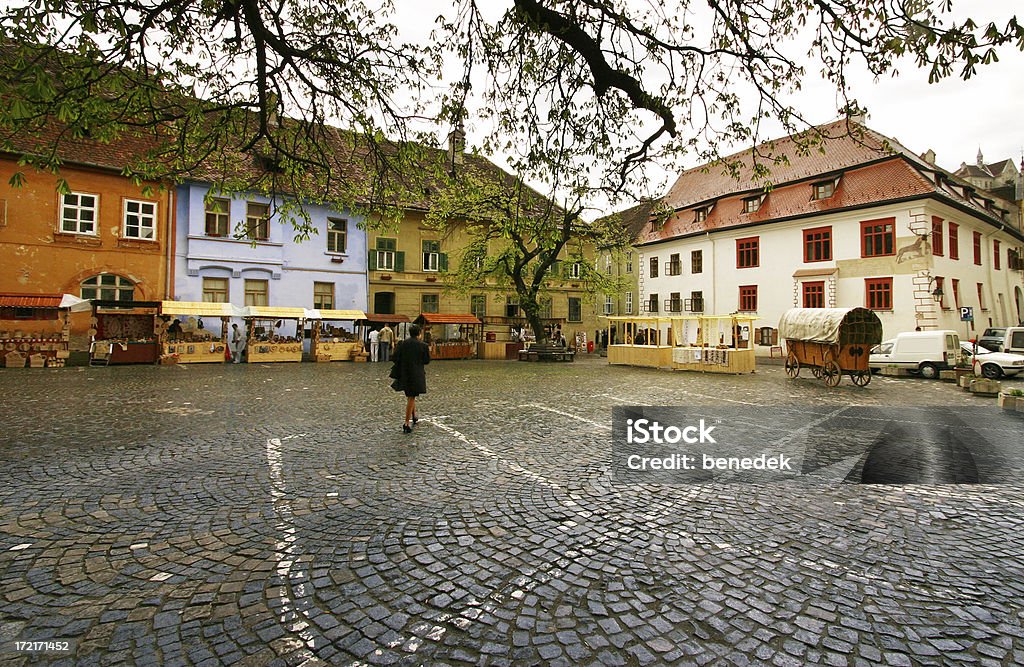 Ville médiévale square à Sighişoara en Roumanie - Photo de Beauté libre de droits