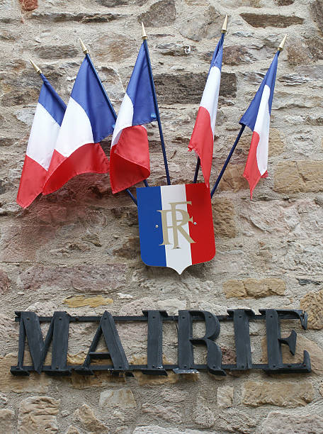 Five french flags stock photo