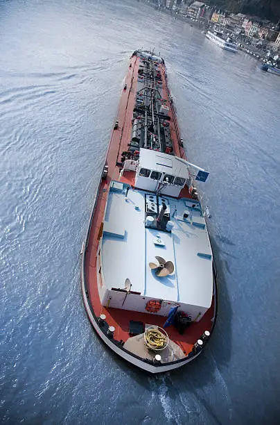 Photo of Oil tanker from above