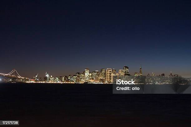 Panoramic View Of San Francisco In Night Stock Photo - Download Image Now - Architecture, Back Lit, Bay of Water