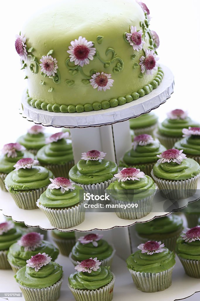 Grüner Tee & Cupcakes - Lizenzfrei Blume Stock-Foto