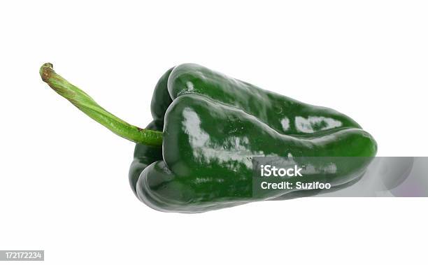 Poblano Chile Pepper On A White Background Stock Photo - Download Image Now - Poblano Chili, Pepper - Vegetable, Cut Out