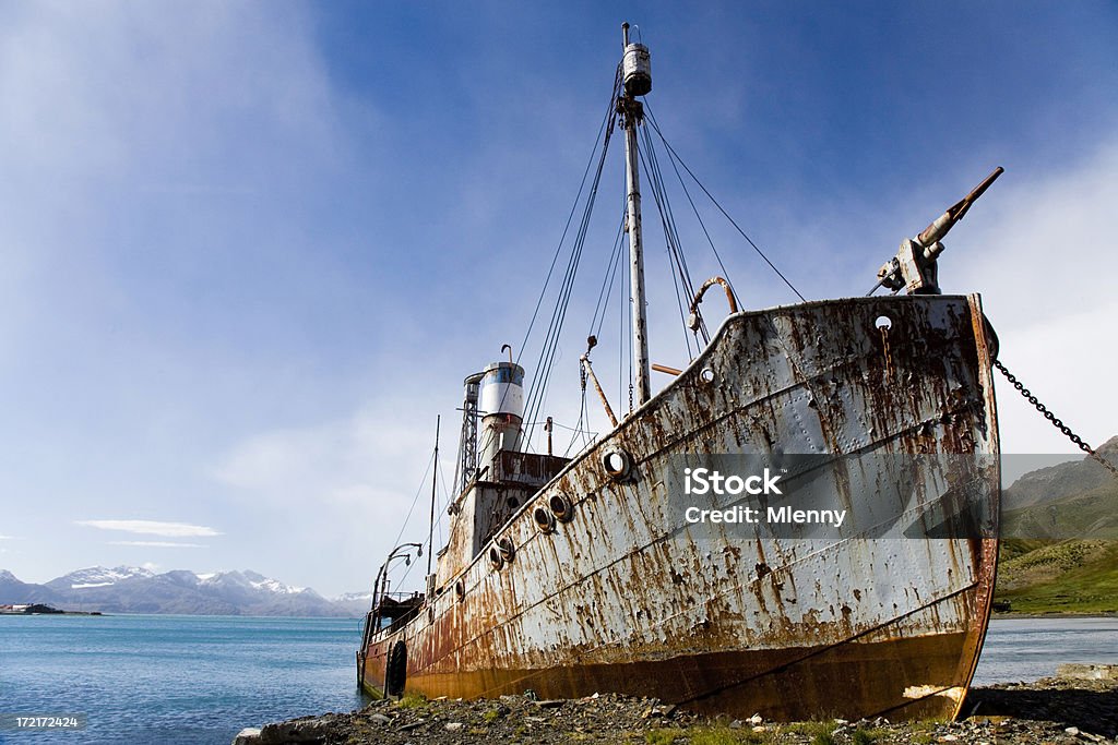 Old Whaler navio Grytviken Geórgia do Sul - Foto de stock de Ernest Shackleton royalty-free