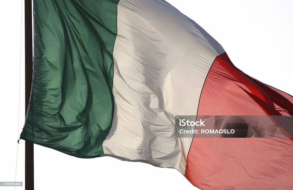 Przezroczysty włoskiej flagi na wietrze, Włochy - Zbiór zdjęć royalty-free (Białe tło)
