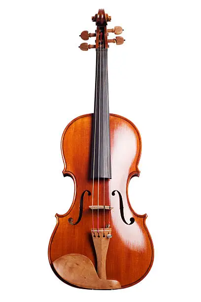 Violin on a white background.  Clipping path included.