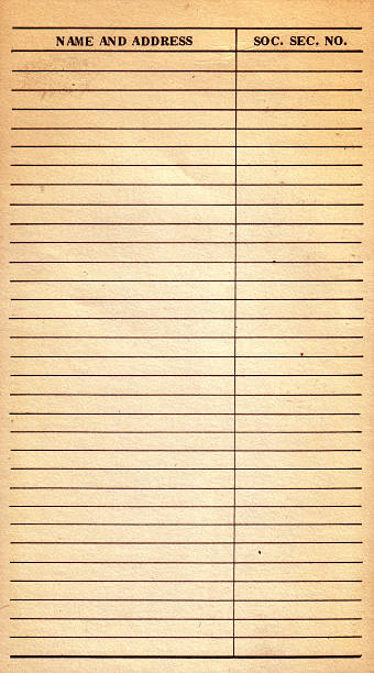 istock Aged paper with name address and social security background 172172875