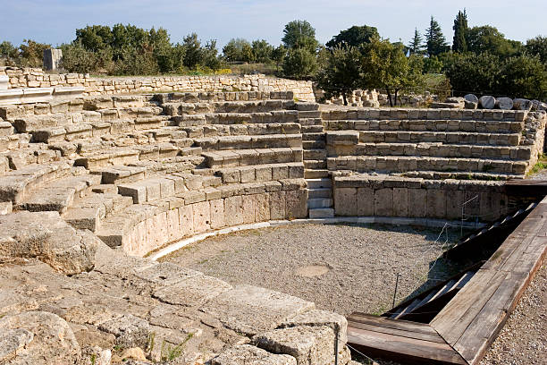 römisches amphitheater, troy - ilium stock-fotos und bilder