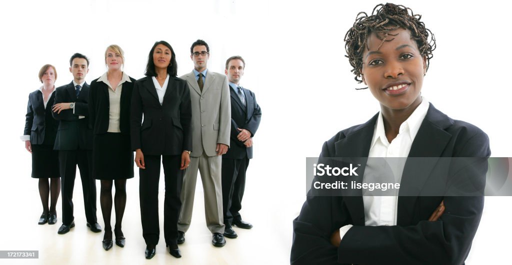 Hommes d'affaires série: Femme et son équipe III - Photo de Adulte libre de droits